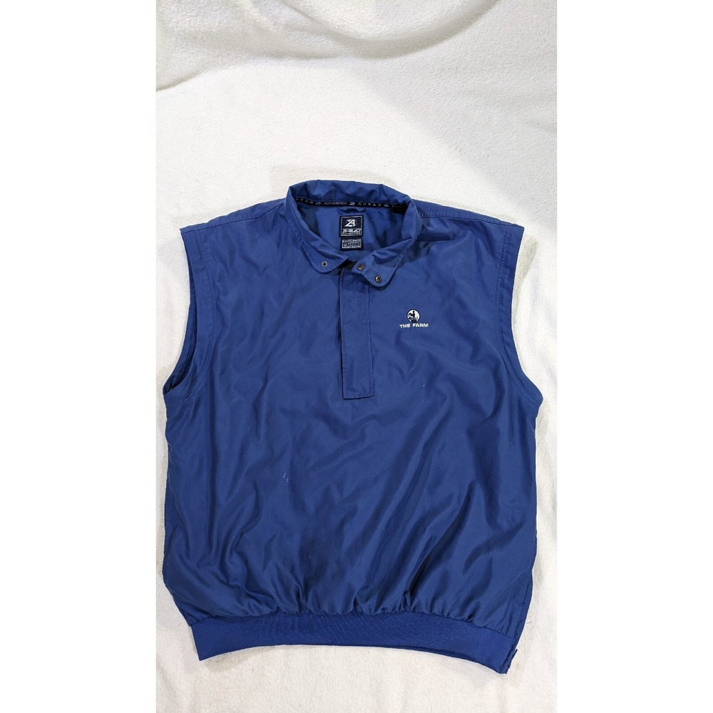 Ahead Authentics Golf Blue The Farm Windbreaker Men L (Sleeves missing) 1/2 Zip